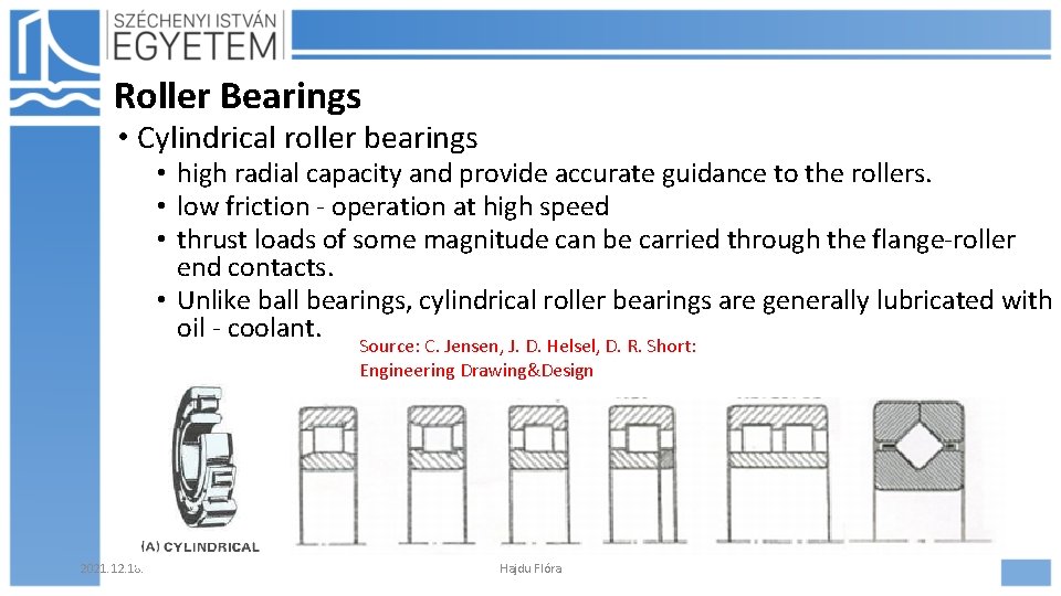 Roller Bearings • Cylindrical roller bearings • high radial capacity and provide accurate guidance