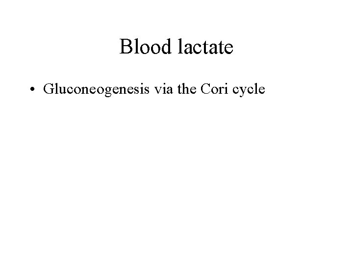 Blood lactate • Gluconeogenesis via the Cori cycle 
