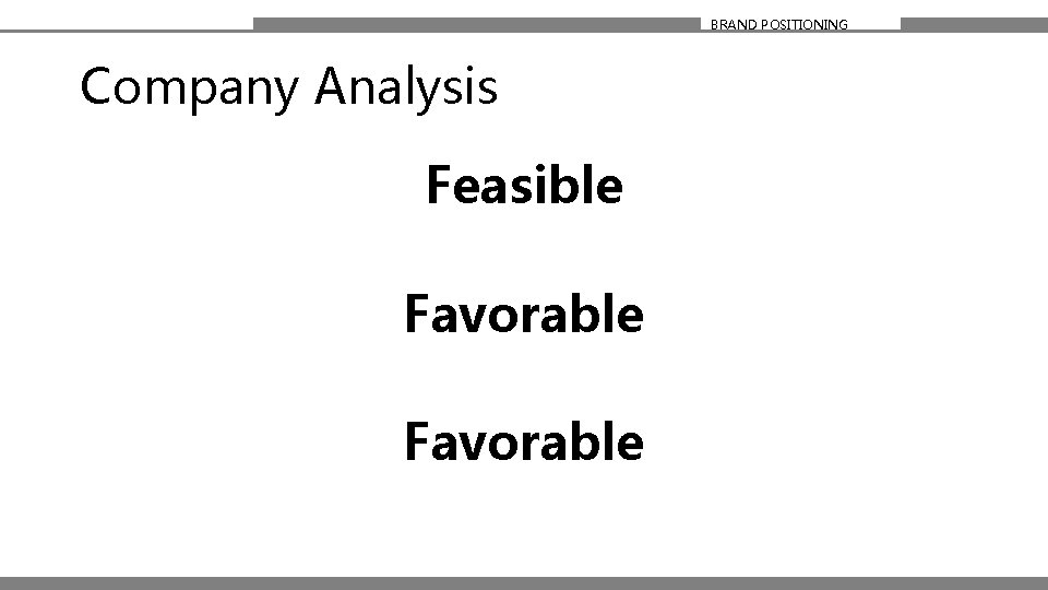 BRAND POSITIONING Company Analysis Feasible Favorable 