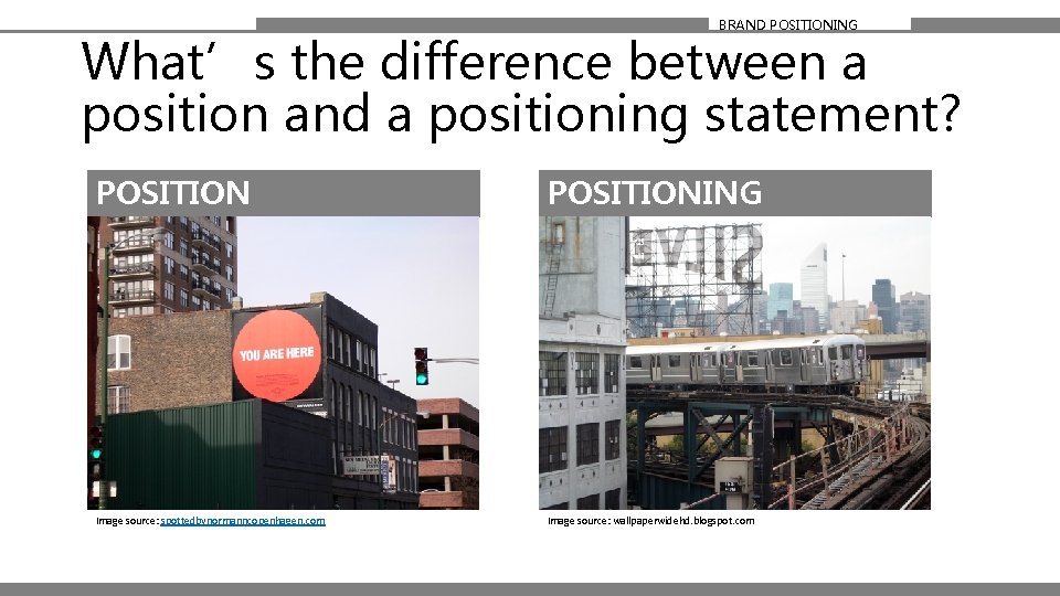 BRAND POSITIONING What’s the difference between a position and a positioning statement? POSITIONING STATEMENT