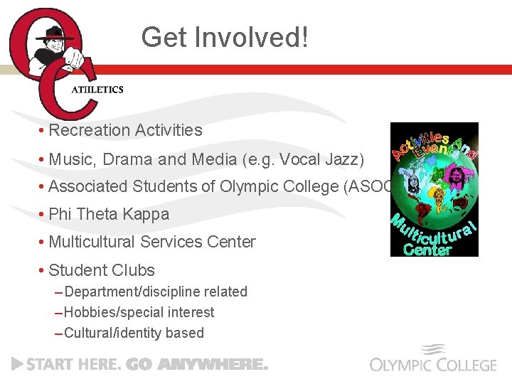 Get Involved! • Recreation Activities • Music, Drama and Media (e. g. Vocal Jazz)