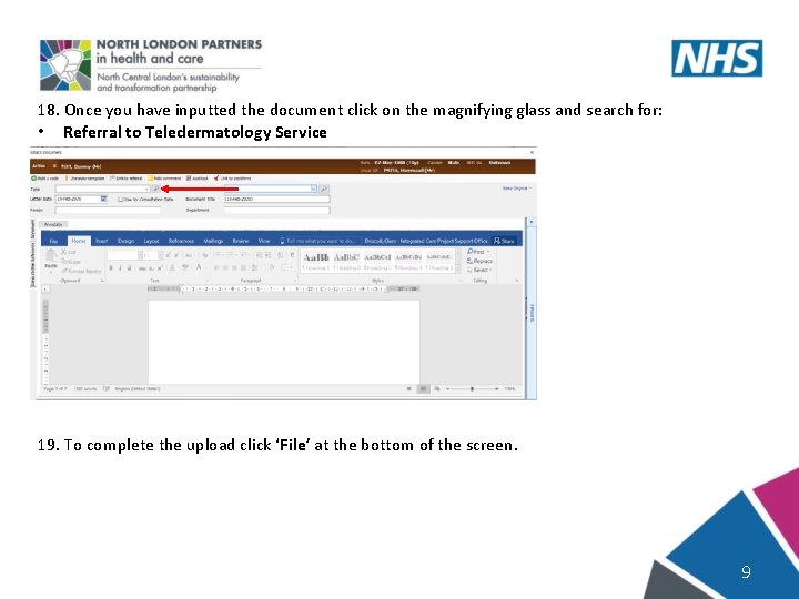 18. Once you have inputted the document click on the magnifying glass and search