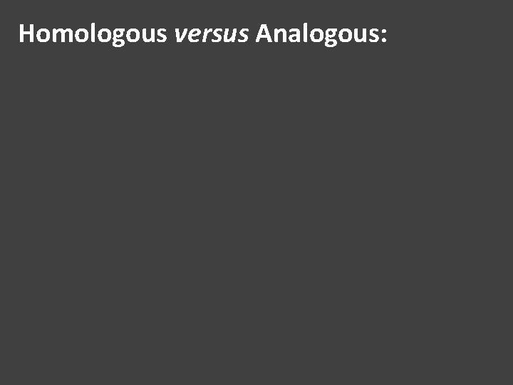 Homologous versus Analogous: Homologous versus Analogous: