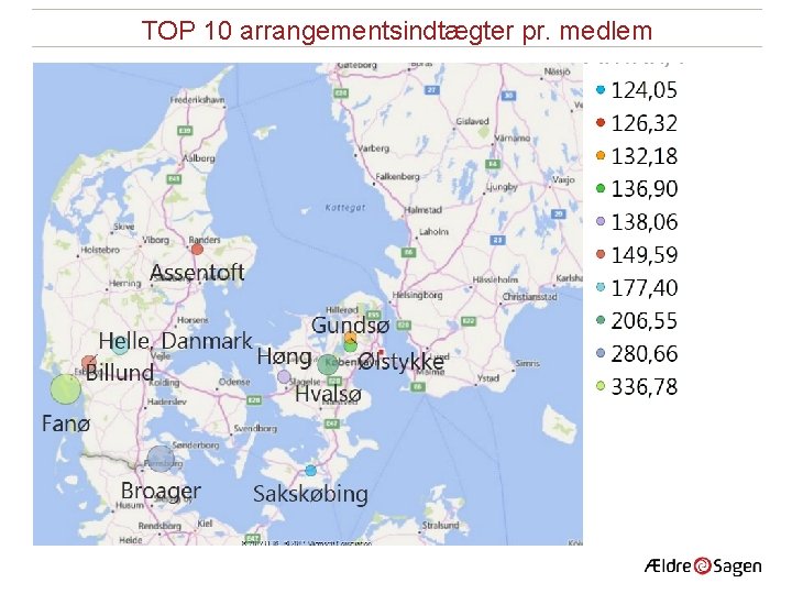 TOP 10 arrangementsindtægter pr. medlem 