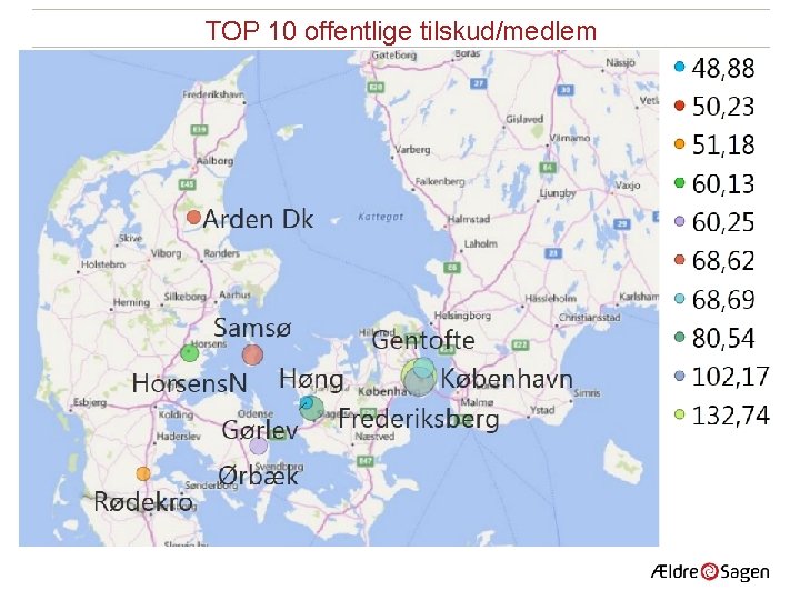 TOP 10 offentlige tilskud/medlem 