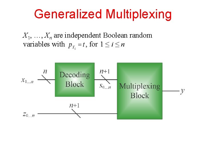 Generalized Multiplexing X 1, …, Xn are independent Boolean random variables with , for