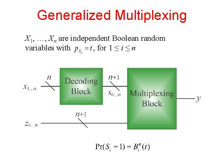 Generalized Multiplexing X 1, …, Xn are independent Boolean random variables with , for
