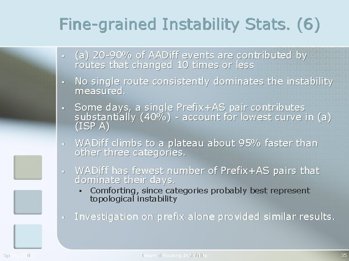 Fine-grained Instability Stats. (6) § (a) 20 -90% of AADiff events are contributed by