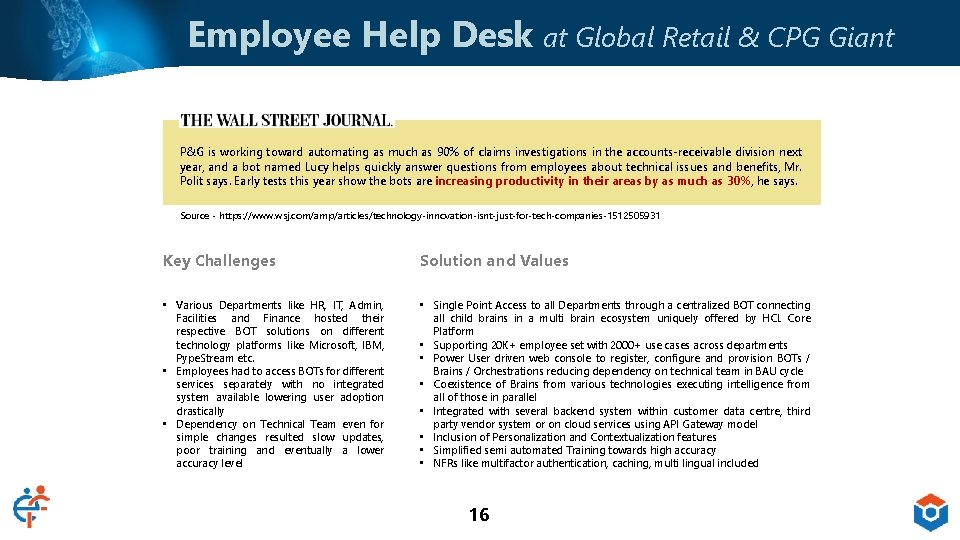 Employee Help Desk at Global Retail & CPG Giant P&G is working toward automating