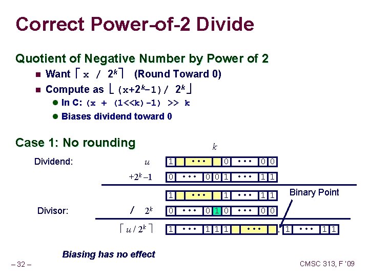 Correct Power-of-2 Divide Quotient of Negative Number by Power of 2 n n Want