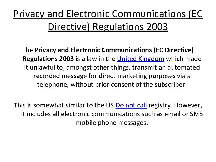 Regulation of Personal Information Sally Brierley Emma Harvey