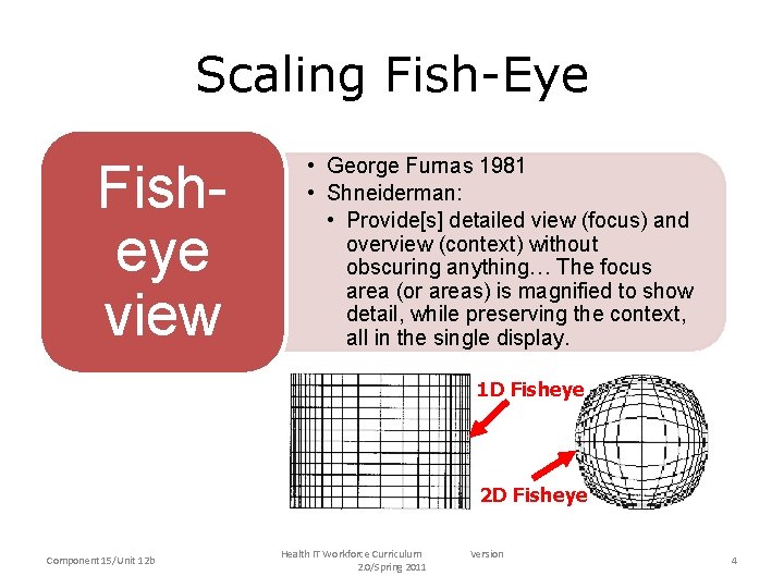 Scaling Fish-Eye Fisheye view • George Furnas 1981 • Shneiderman: • Provide[s] detailed view
