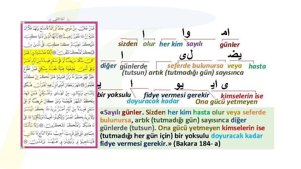  ﺍ ﻭﺍ sizden olur her kim sayılı ﻝﻯ ﺍ ﺍﻣ günler ﻳﻀ diğer