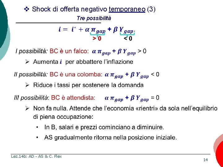 v Shock di offerta negativo temporaneo (3) Tre possibilità Mankiw, MACROECONOMIA, Zanichelli editore ©