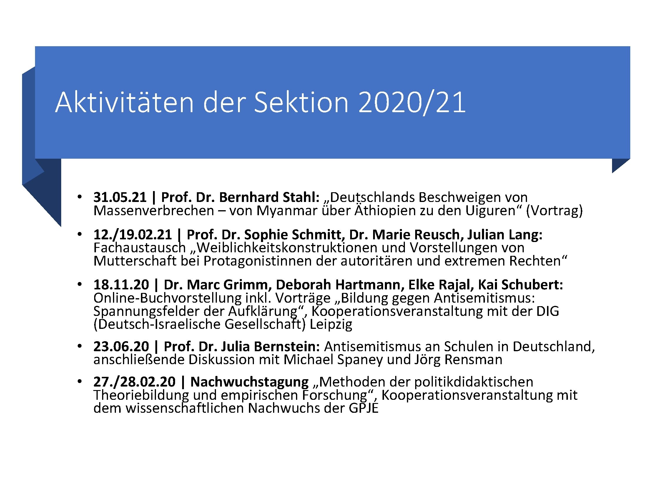 Aktivitäten der Sektion 2020/21 • 31. 05. 21 | Prof. Dr. Bernhard Stahl: „Deutschlands