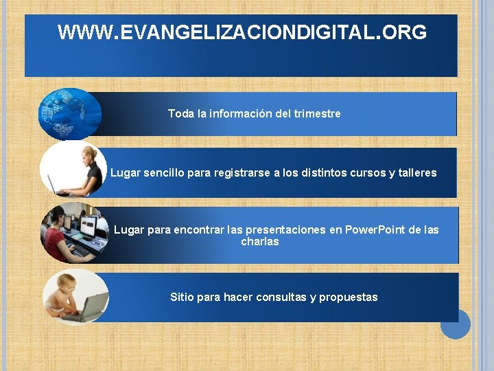 WWW. EVANGELIZACIONDIGITAL. ORG Toda la información del trimestre Lugar sencillo para registrarse a los