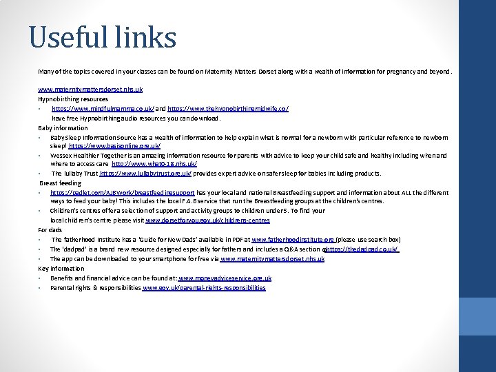 Useful links Many of the topics covered in your classes can be found on