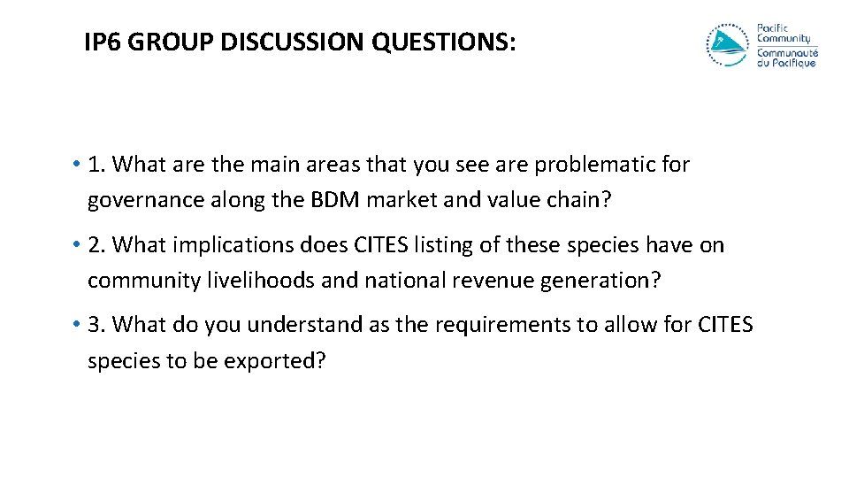 IP 6 GROUP DISCUSSION QUESTIONS: • 1. What are the main areas that you