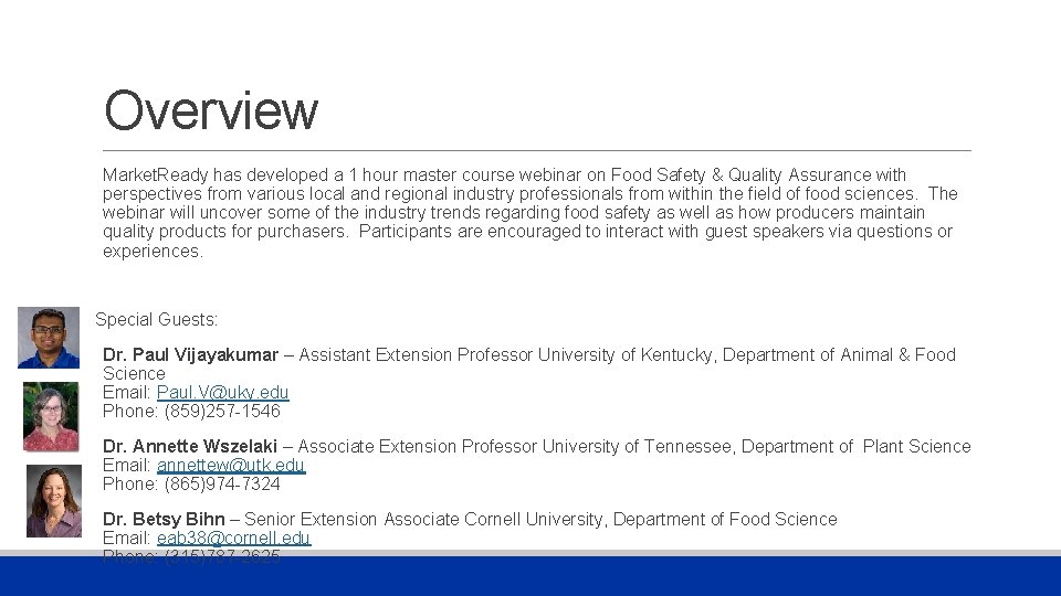 Quality Assurance Food Safety Master Course Webinar Overview
