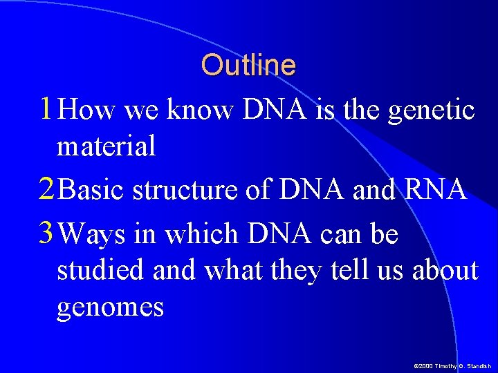 Outline 1 How we know DNA is the genetic material 2 Basic structure of