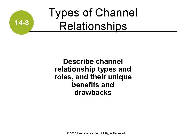14 -3 Types of Channel Relationships Describe channel relationship types and roles, and their