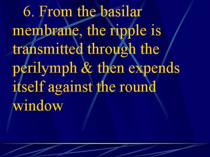 6. From the basilar membrane, the ripple is transmitted through the perilymph & then