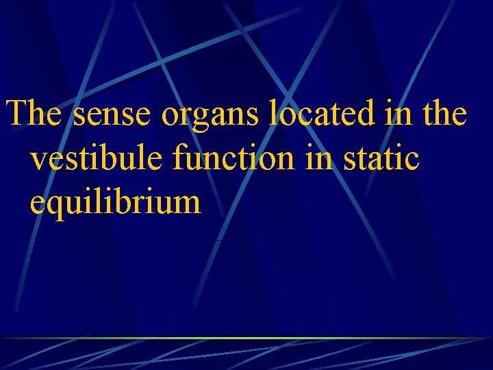 The sense organs located in the vestibule function in static equilibrium 