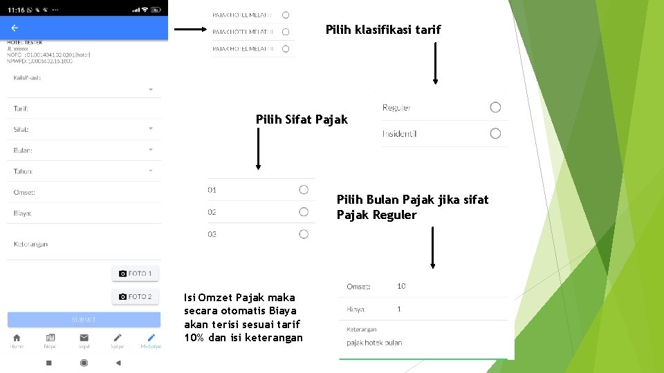 Pilih klasifikasi tarif Pilih Sifat Pajak Pilih Bulan Pajak jika sifat Pajak Reguler Isi