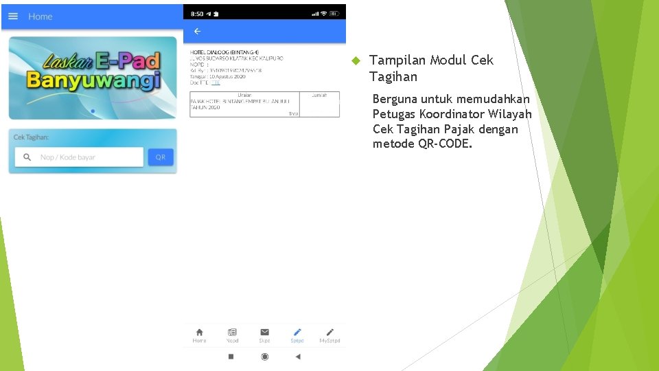  Tampilan Modul Cek Tagihan Berguna untuk memudahkan Petugas Koordinator Wilayah Cek Tagihan Pajak