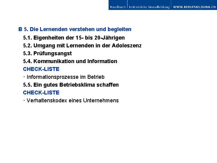 B 5. Die Lernenden verstehen und begleiten 5. 1. Eigenheiten der 15 - bis