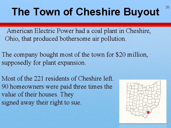 The Town of Cheshire Buyout American Electric Power had a coal plant in Cheshire, The Town of Cheshire Buyout American Electric Power had a coal plant in Cheshire,