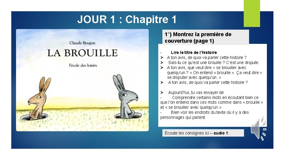 La brouille LECTURE COMPREHENSION CHAPITRE 1 Diaporama partir