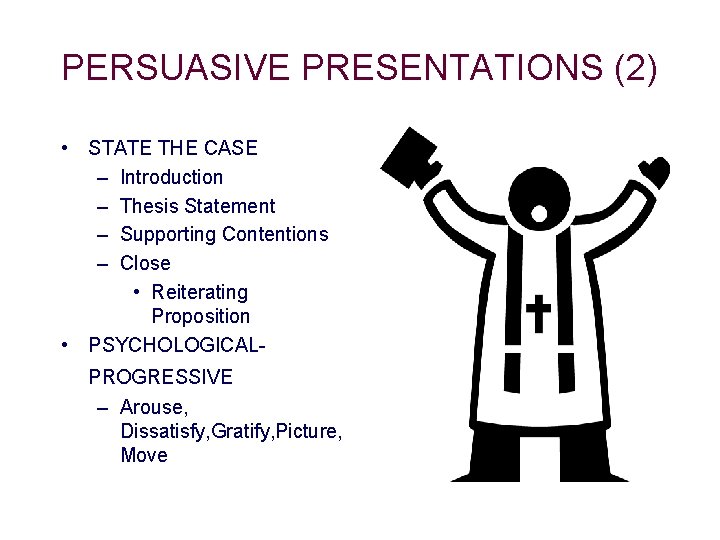 PERSUASIVE PRESENTATIONS (2) • STATE THE CASE – Introduction – Thesis Statement – Supporting PERSUASIVE PRESENTATIONS (2) • STATE THE CASE – Introduction – Thesis Statement – Supporting