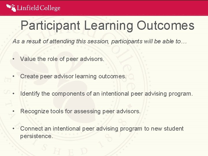 Participant Learning Outcomes As a result of attending this session, participants will be able