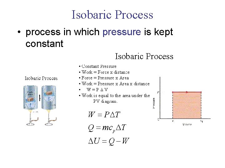 Isobaric Process • process in which pressure is kept constant 