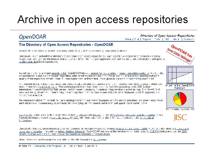 Archive in open access repositories 