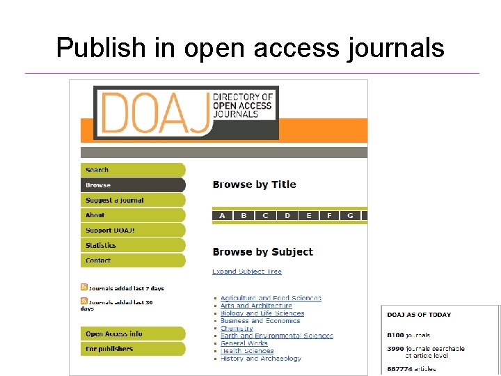 Publish in open access journals 
