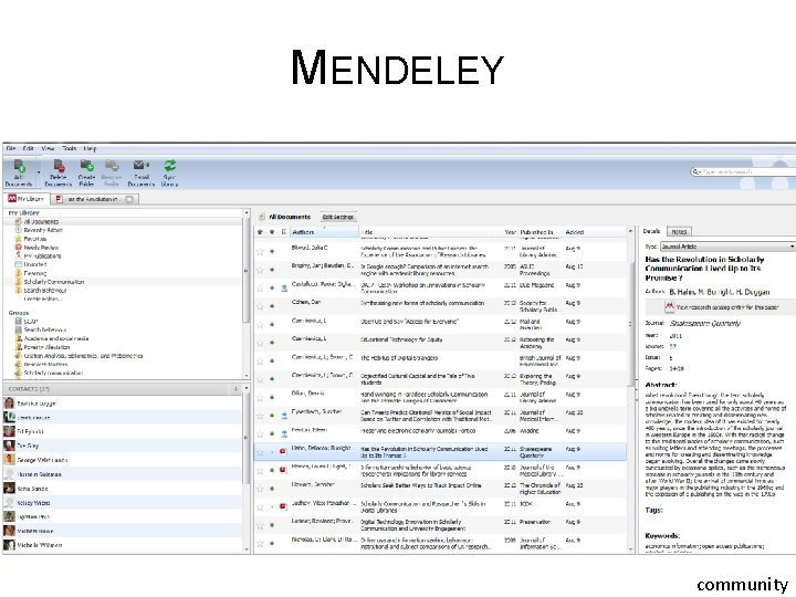 MENDELEY community 