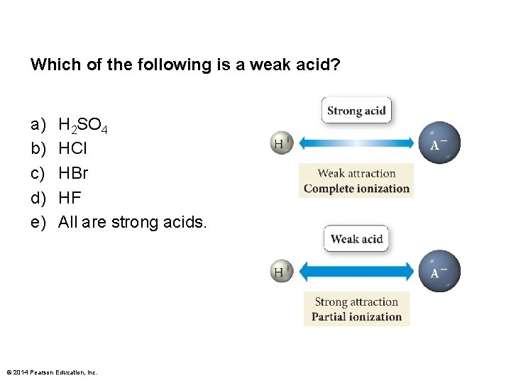 Which of the following is a weak acid? a) b) c) d) e) H