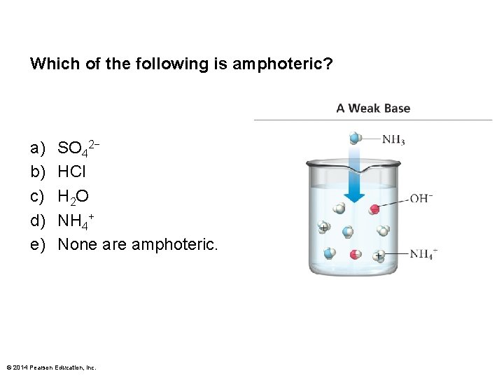 Which of the following is amphoteric? a) b) c) d) e) SO 42− HCl