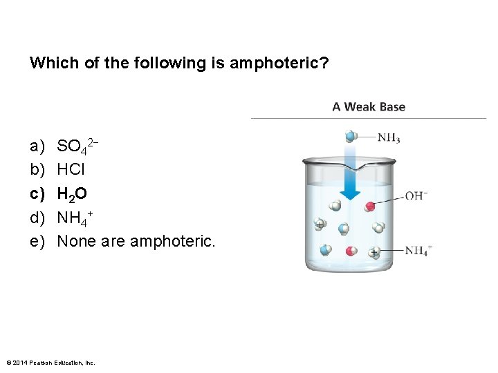 Which of the following is amphoteric? a) b) c) d) e) SO 42− HCl