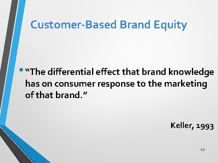 Customer-Based Brand Equity • “The differential effect that brand knowledge has on consumer response
