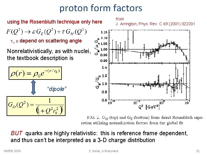 proton form factors using the Rosenbluth technique only here from J. Arrington, Phys. Rev.