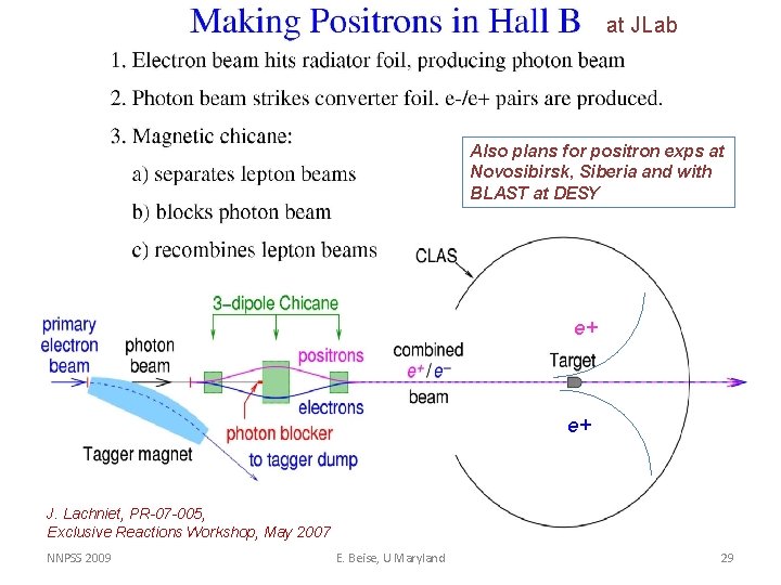 at JLab Also plans for positron exps at Novosibirsk, Siberia and with BLAST at