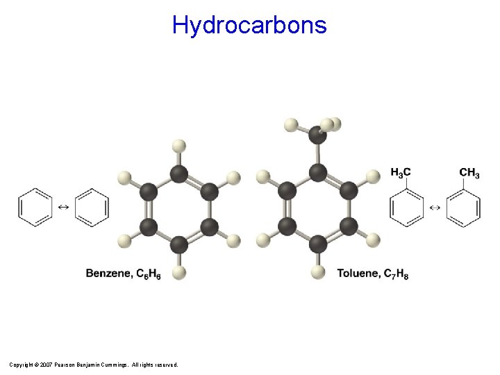 Hydrocarbons Copyright © 2007 Pearson Benjamin Cummings. All rights reserved. 