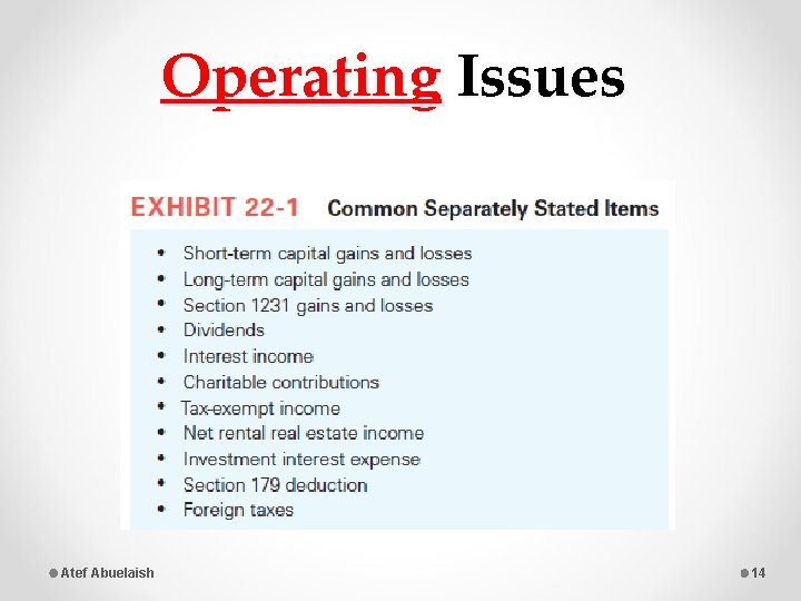 Operating Issues Atef Abuelaish 14 