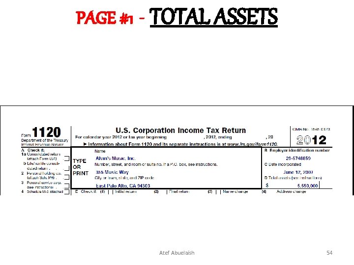 PAGE #1 - TOTAL ASSETS Atef Abuelaish 54 