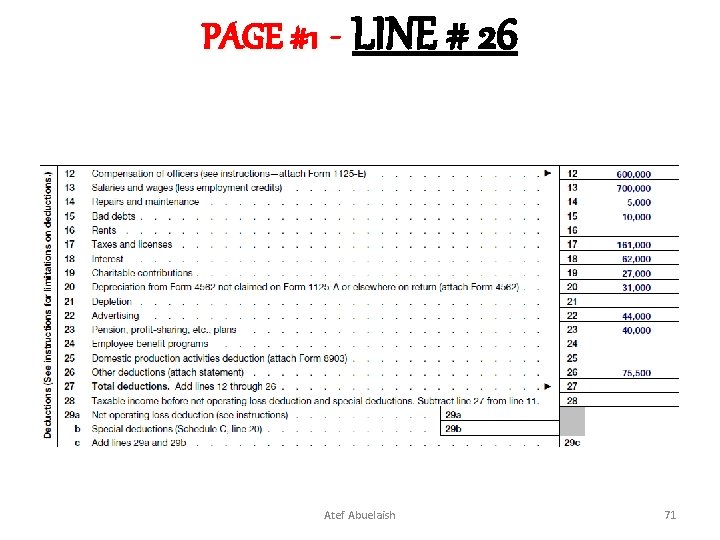 PAGE #1 - LINE # 26 Atef Abuelaish 71 