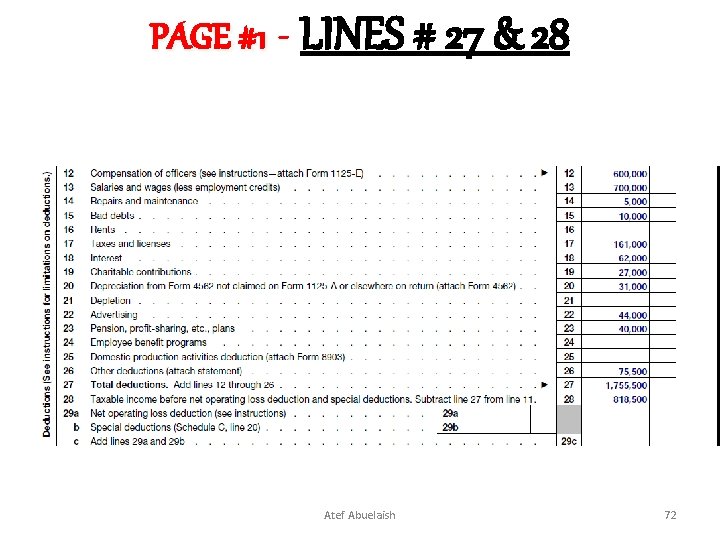 PAGE #1 - LINES # 27 & 28 Atef Abuelaish 72 