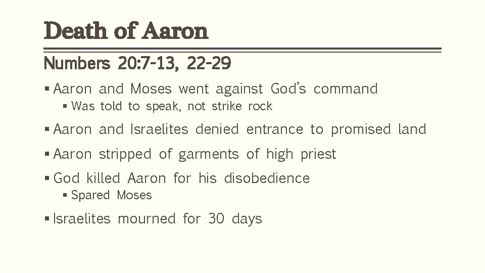 LESSONS FROM AARON Britt Thompson ONeal Church of